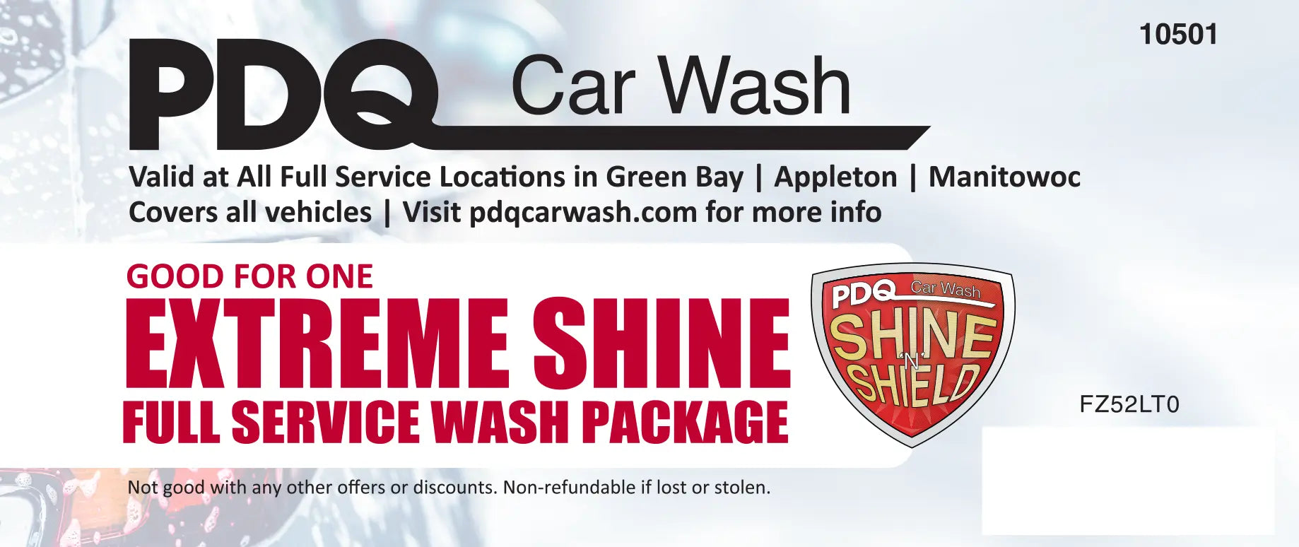 Extreme Shine Wash Certificate PDQ Car Wash Shop